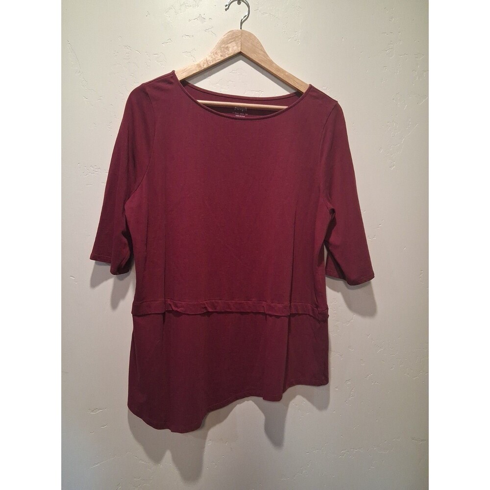 Pure J. Jill Size Petite Large Burgundy Boat Neck Asymmetrical Hem Lagenlook